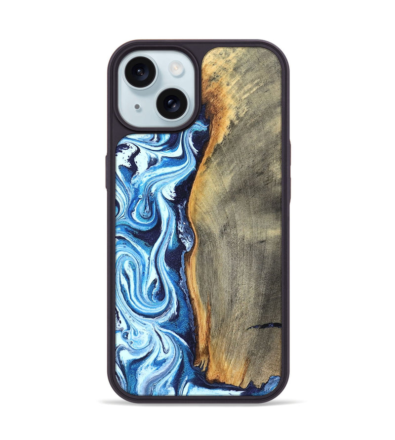 iPhone 15 Wood Phone Case - Letitia (Blue, 826465)