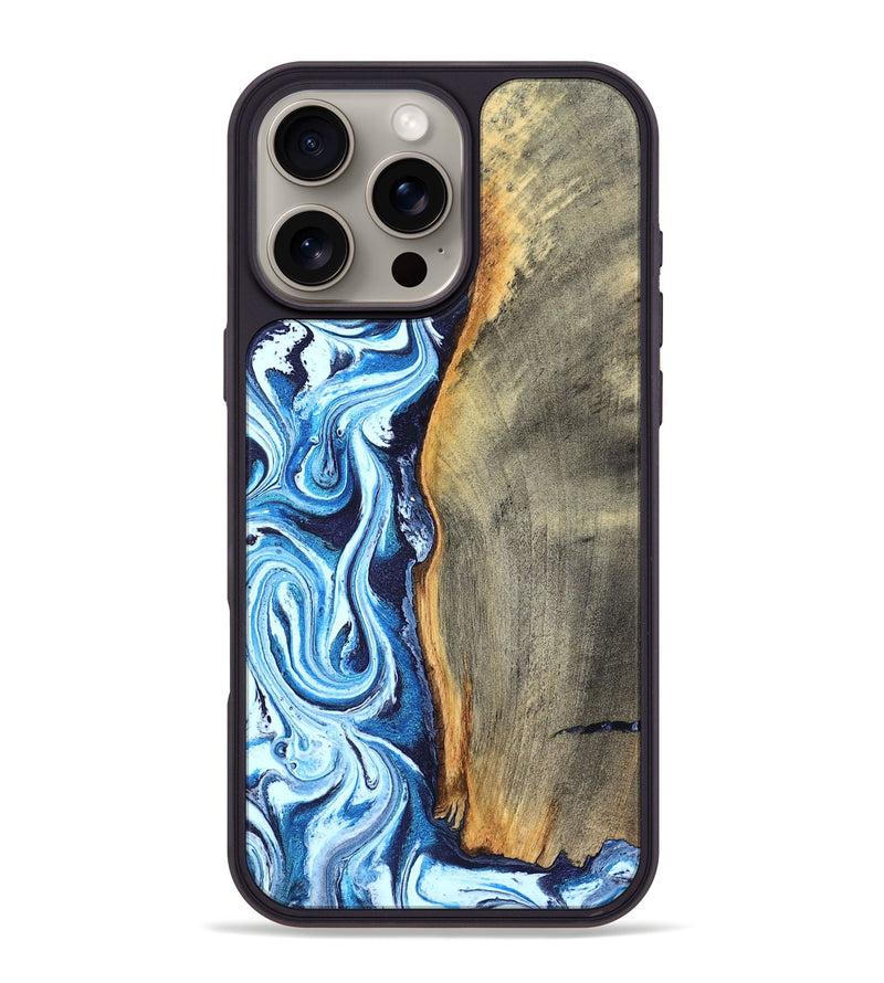 iPhone 16 Pro Max Wood Phone Case - Letitia (Blue, 826465)