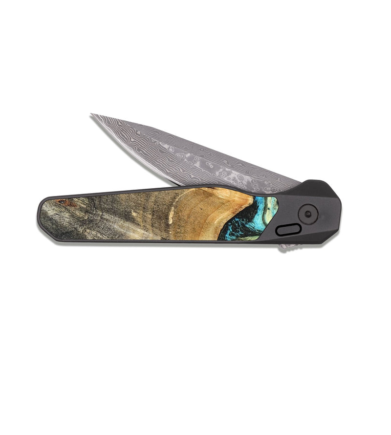 EDC Dark Damascus Wood Pocket Knife - Zana (Green, 826480)
