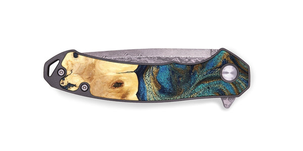 EDC Wood Pocket Knife - Pamala (Teal & Gold, 826488)
