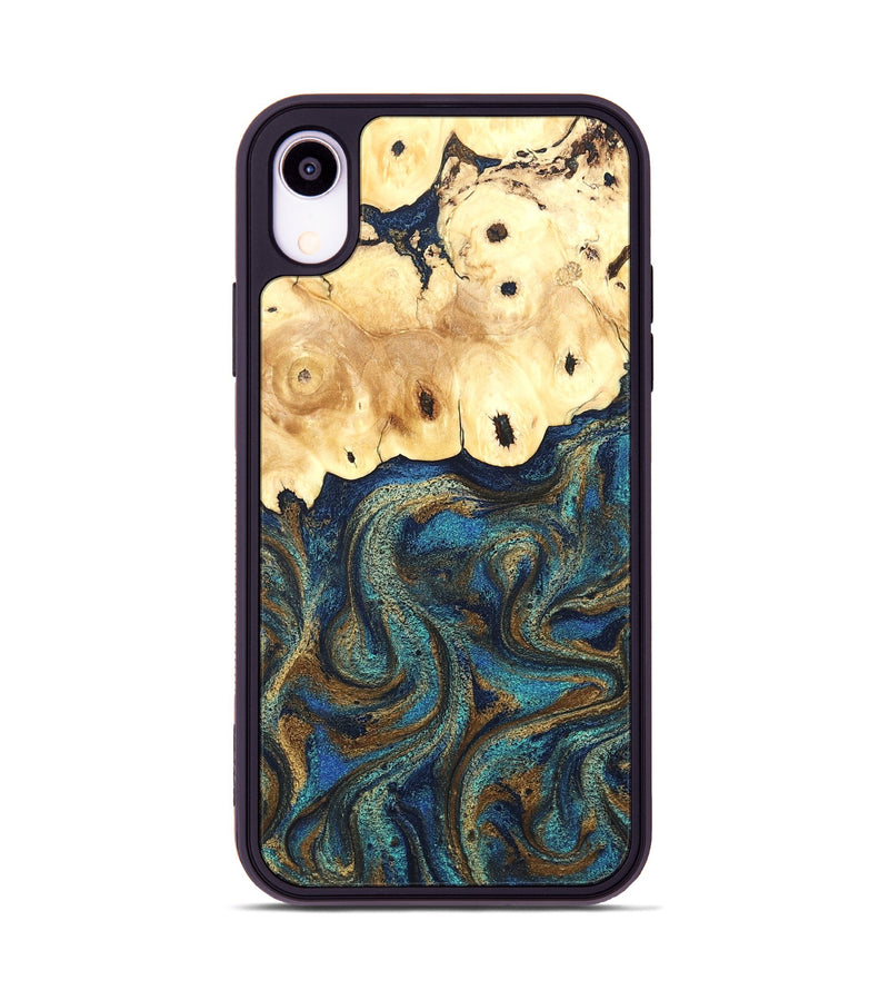 iPhone Xr Wood Phone Case - Pamala (Teal & Gold, 826488)