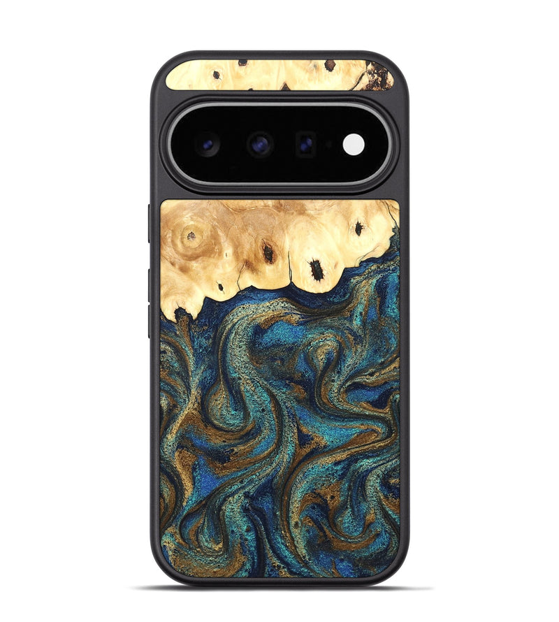 Pixel 11 Pro Wood Phone Case - Pamala (Teal & Gold, 826488)