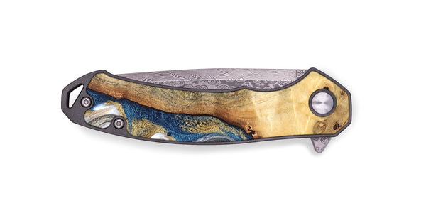 EDC Wood Pocket Knife - Deven (Teal & Gold, 826489)