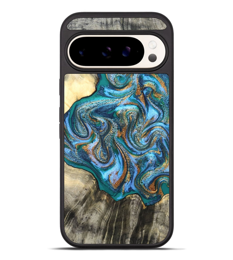 Pixel 10 Pro XL Wood Phone Case - Micheal (Teal & Gold, 826492)