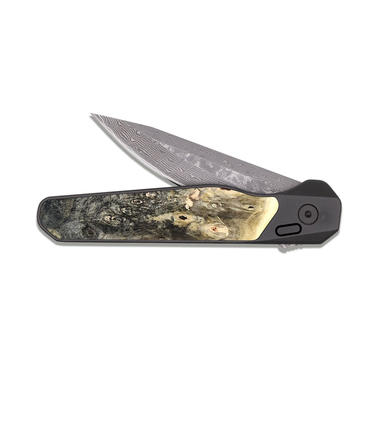 EDC Dark Damascus Wood Pocket Knife - Eugenie (Teal & Gold, 826494)