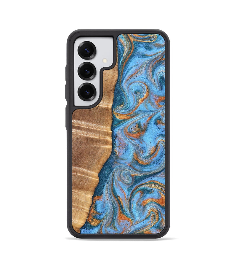 Galaxy S25 Wood Phone Case - Mikalah (Teal & Gold, 826495)