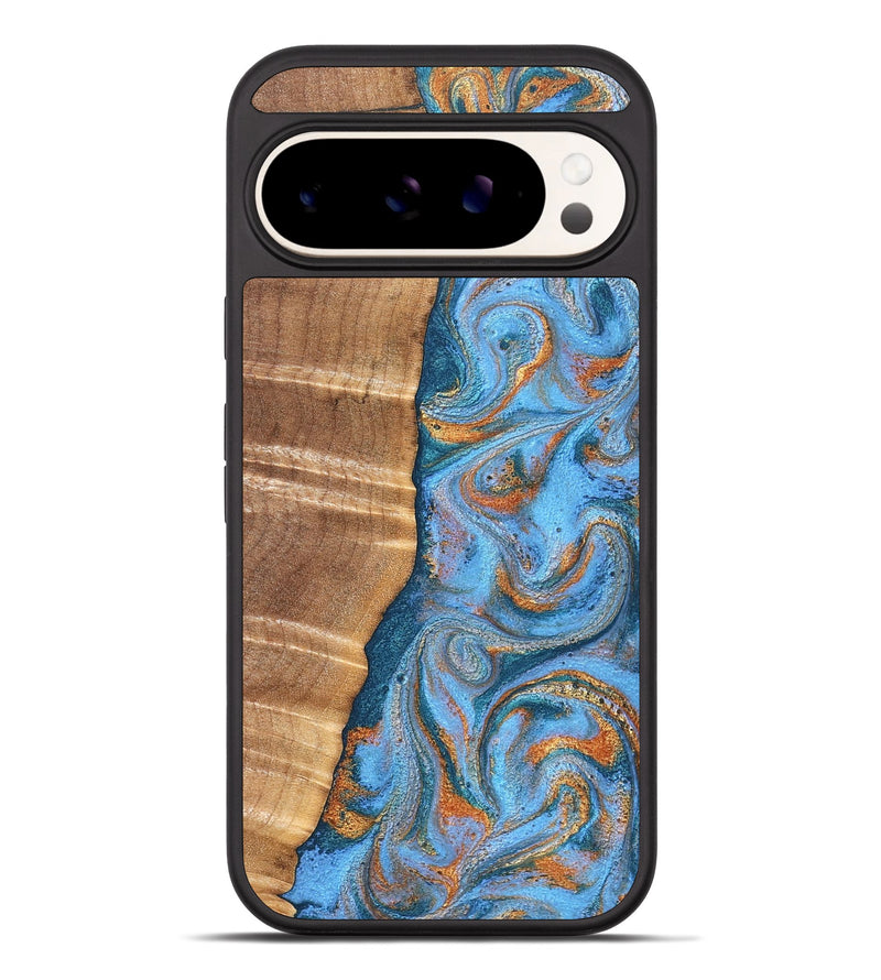Pixel 10 Pro XL Wood Phone Case - Mikalah (Teal & Gold, 826495)
