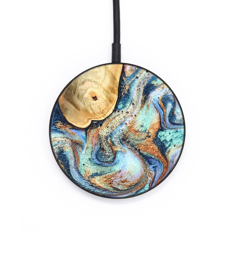 Circle Wood Wireless Charger - Oswaldo (Teal & Gold, 826496)