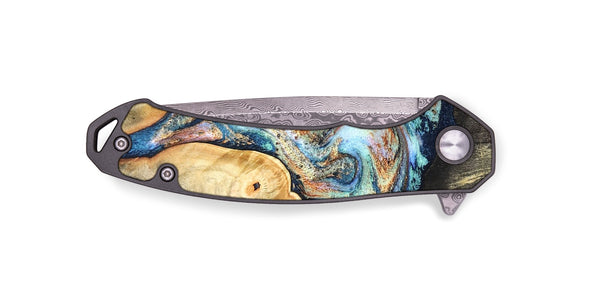 EDC Wood Pocket Knife - Oswaldo (Teal & Gold, 826496)