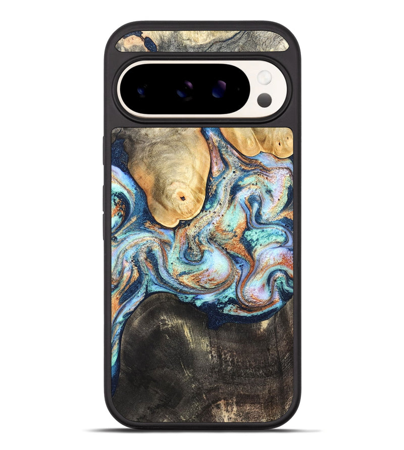 Pixel 10 Pro XL Wood Phone Case - Oswaldo (Teal & Gold, 826496)