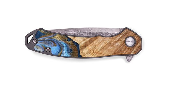 EDC Wood Pocket Knife - Ermias (Teal & Gold, 826497)