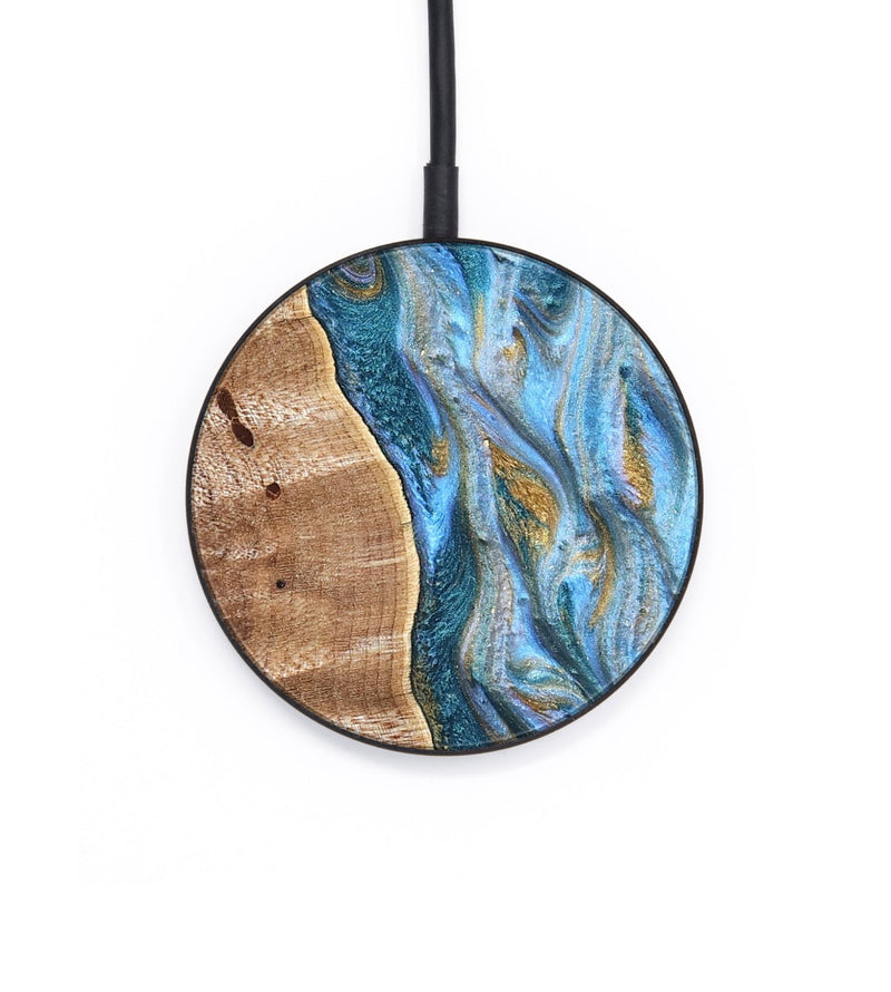 Circle Wood Wireless Charger - Lucero (Teal & Gold, 826500)