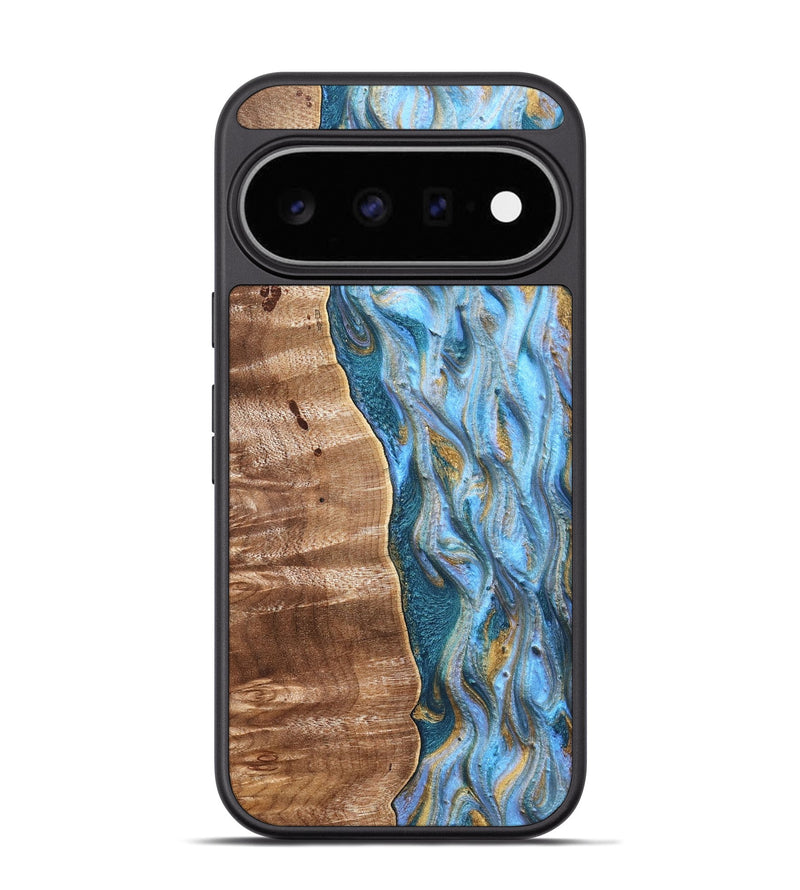 Pixel 11 Pro Wood Phone Case - Lucero (Teal & Gold, 826500)