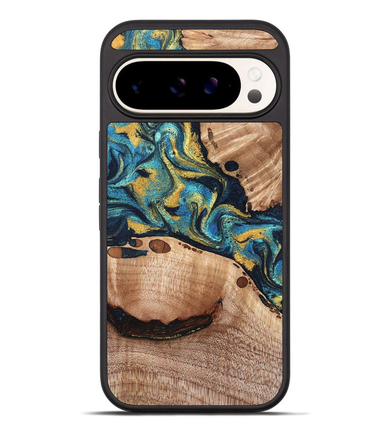 Pixel 10 Pro XL Wood Phone Case - Manuela (Teal & Gold, 826506)