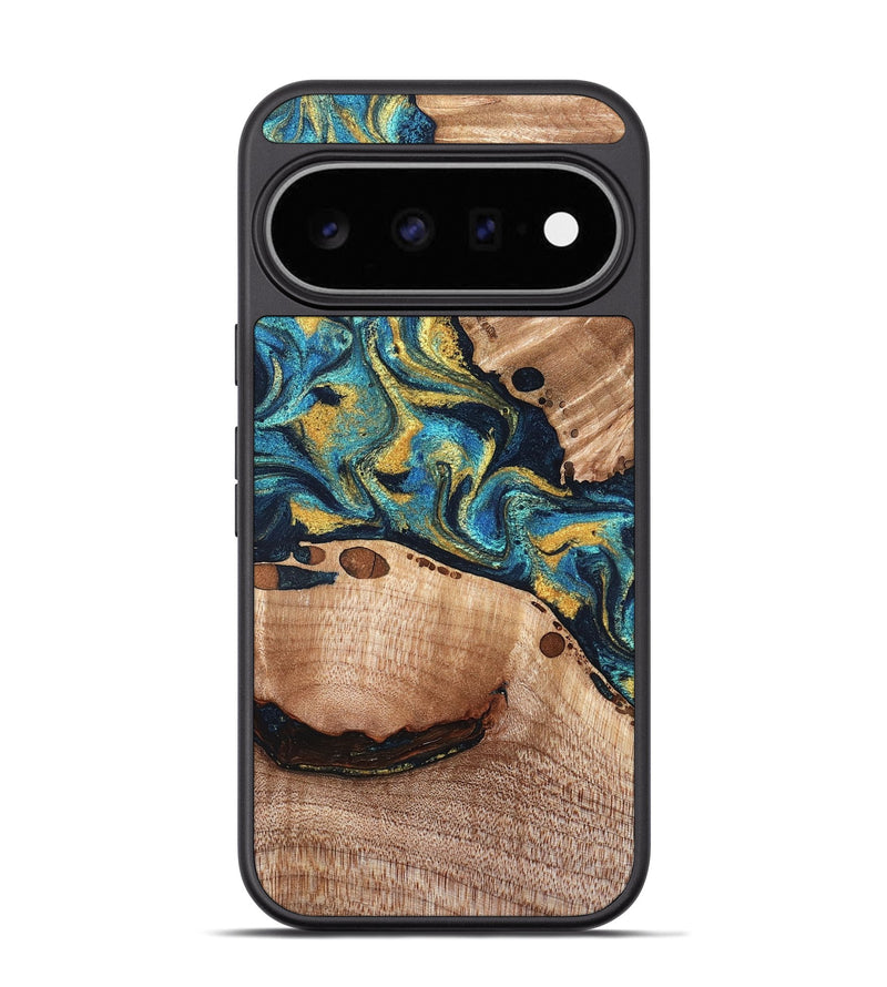 Pixel 11 Pro Wood Phone Case - Manuela (Teal & Gold, 826506)