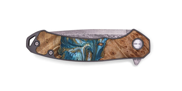 EDC Wood Pocket Knife - Audrey (Teal & Gold, 826507)