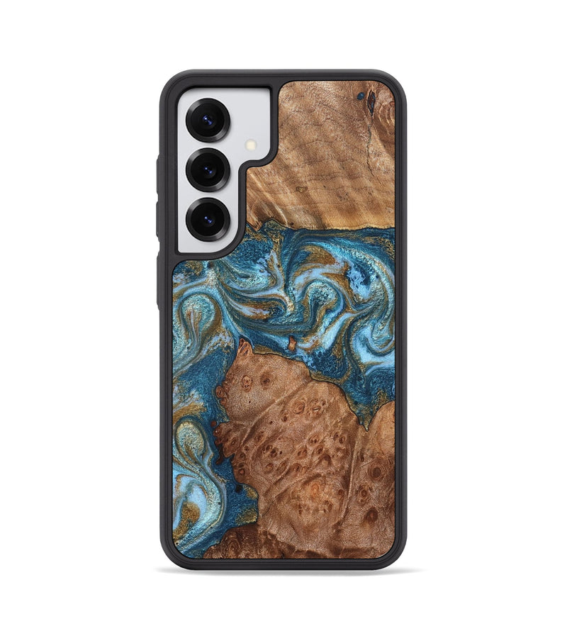 Galaxy S25 Wood Phone Case - Audrey (Teal & Gold, 826507)