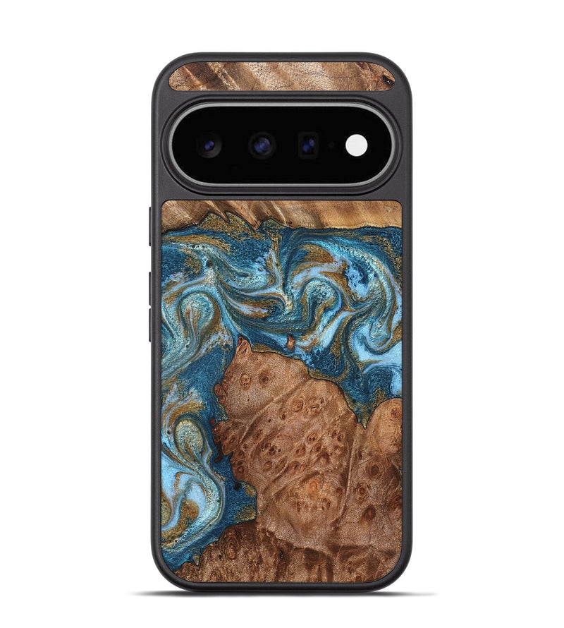 Pixel 11 Wood Phone Case - Audrey (Teal & Gold, 826507)
