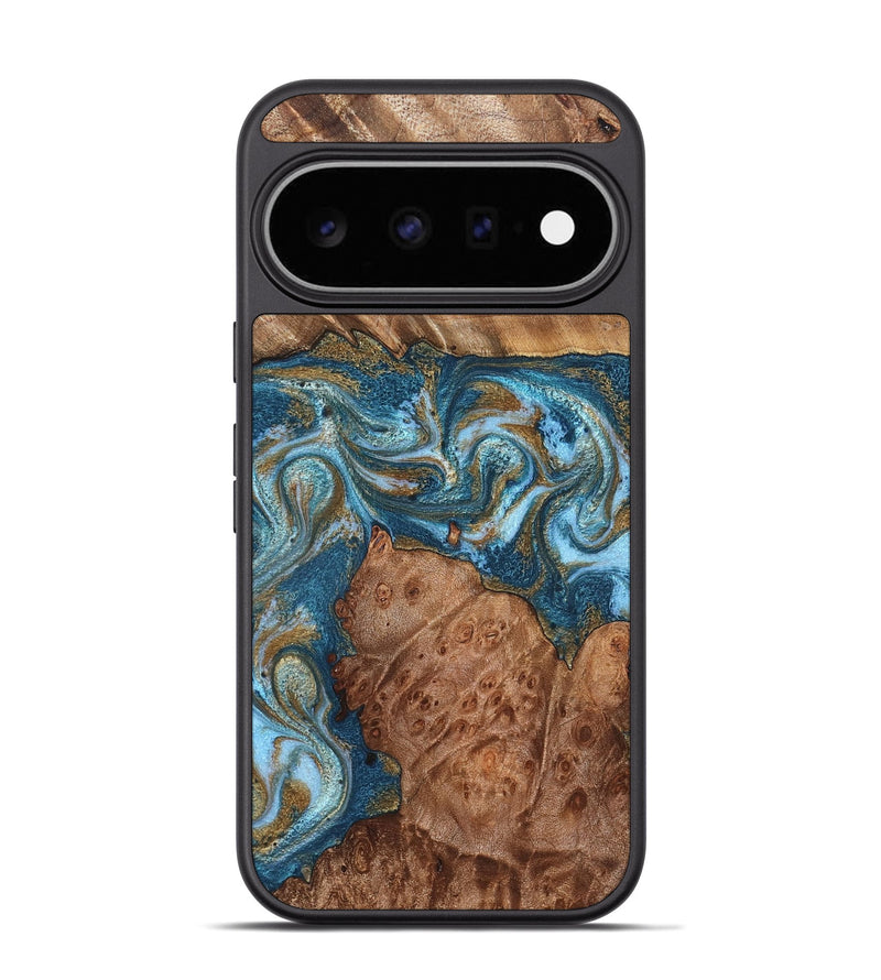 Pixel 11 Pro Wood Phone Case - Audrey (Teal & Gold, 826507)