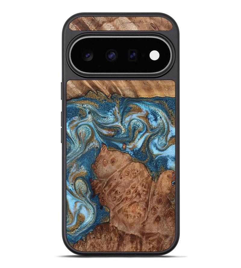 Pixel 11 Pro XL Wood Phone Case - Audrey (Teal & Gold, 826507)