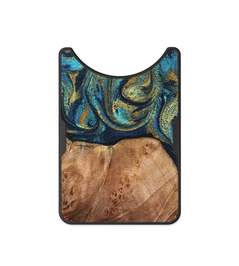 Alloy Wood Wallet - Cain (Teal & Gold, 826508)
