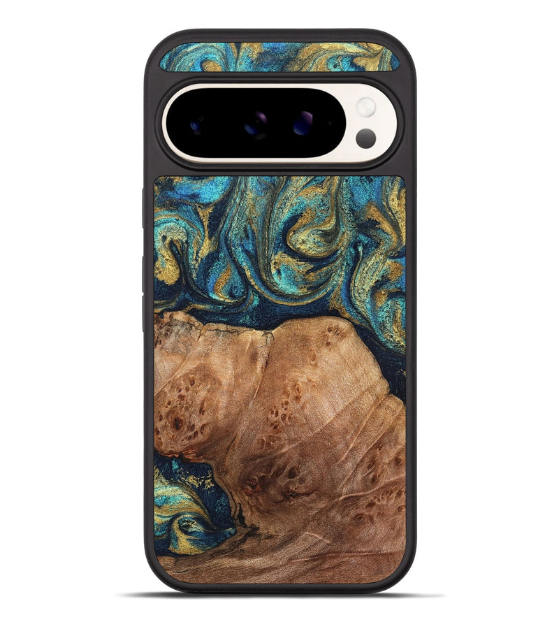Pixel 10 Pro XL Wood Phone Case - Cain (Teal & Gold, 826508)