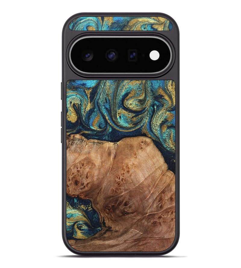 Pixel 11 Pro XL Wood Phone Case - Cain (Teal & Gold, 826508)