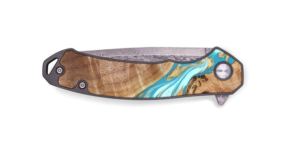 EDC Wood Pocket Knife - Rusty (Teal & Gold, 826509)
