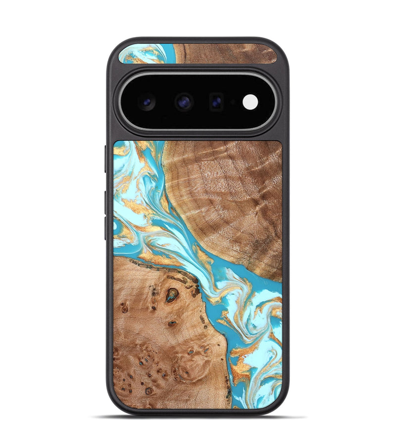Pixel 11 Wood Phone Case - Rusty (Teal & Gold, 826509)
