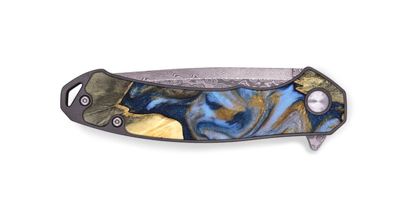 EDC Wood Pocket Knife - Jeffrey (Teal & Gold, 826510)