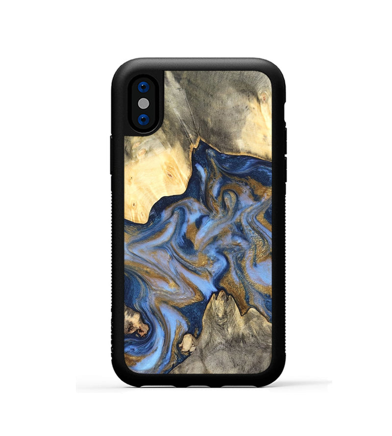 iPhone Xs Wood Phone Case - Jeffrey (Teal & Gold, 826510)