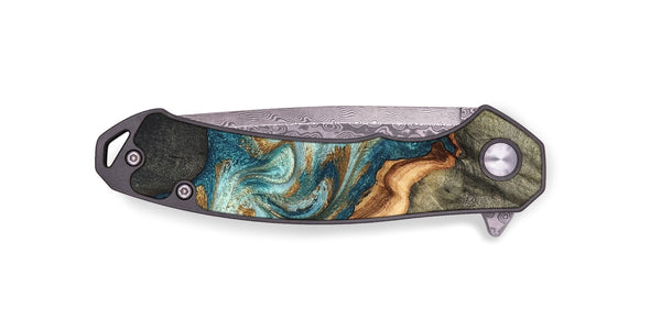 EDC Wood Pocket Knife - Amara (Teal & Gold, 826511)