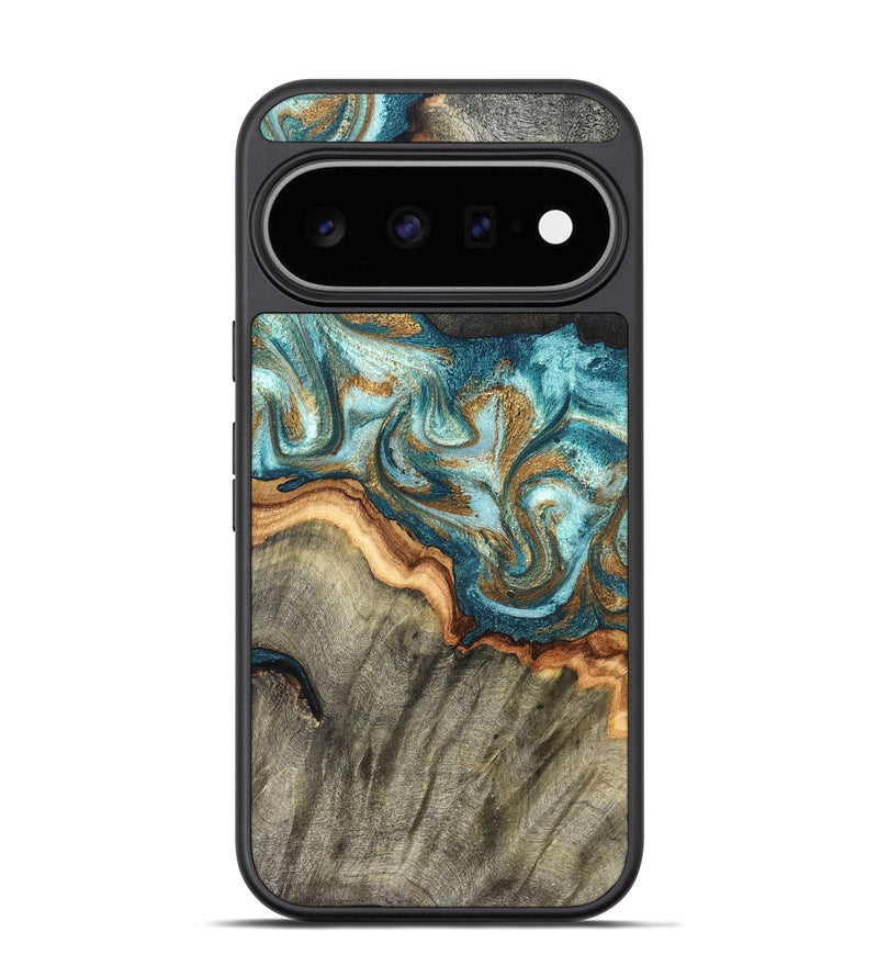 Pixel 11 Pro Wood Phone Case - Amara (Teal & Gold, 826511)
