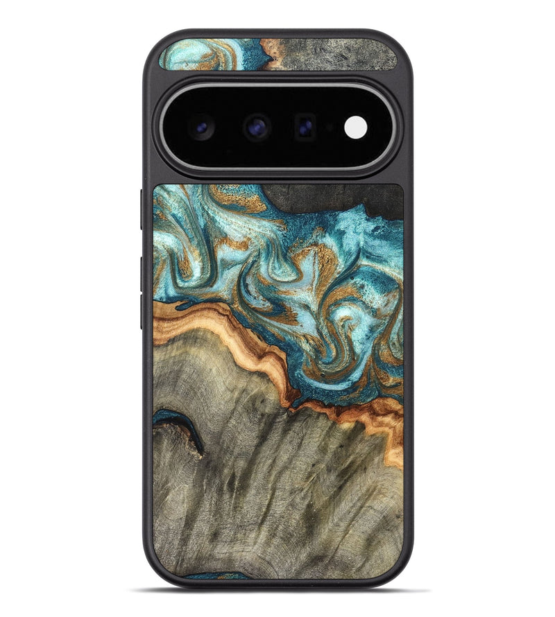 Pixel 11 Pro XL Wood Phone Case - Amara (Teal & Gold, 826511)