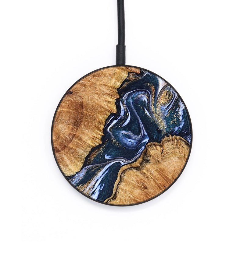 Circle Wood Wireless Charger - Buffy (Teal & Gold, 826512)