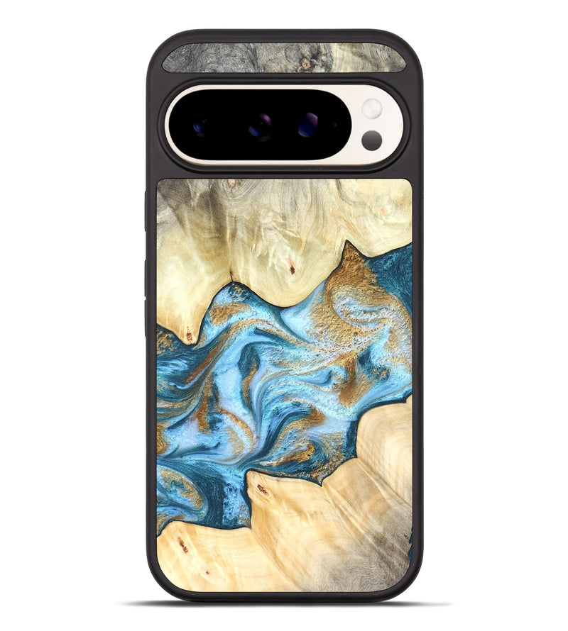 Pixel 10 Pro XL Wood Phone Case - Evans (Teal & Gold, 826514)