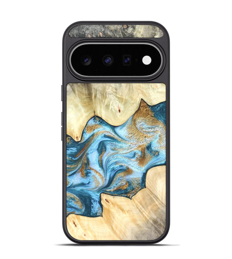 Pixel 11 Pro Wood Phone Case - Evans (Teal & Gold, 826514)