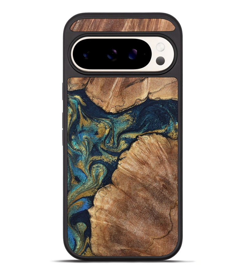 Pixel 10 Pro XL Wood Phone Case - Madisen (Teal & Gold, 826515)