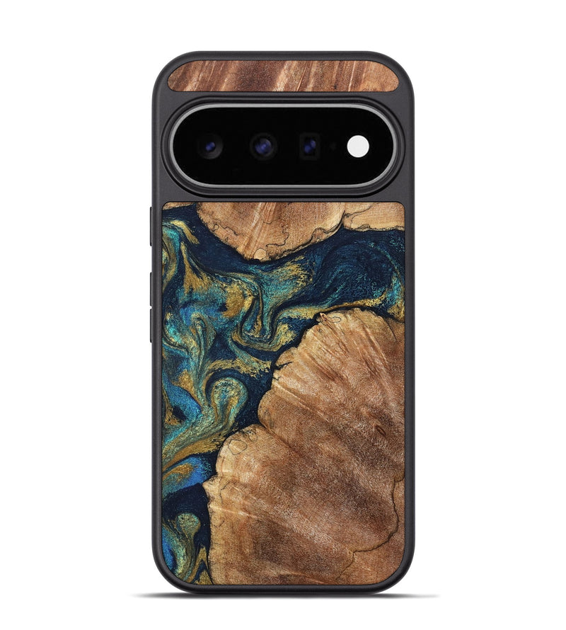Pixel 11 Pro Wood Phone Case - Madisen (Teal & Gold, 826515)