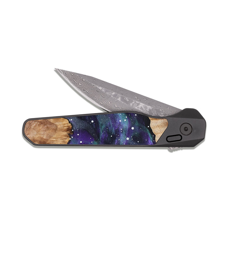 EDC Dark Damascus Wood Pocket Knife - Ambrose (Cosmos, 826563)