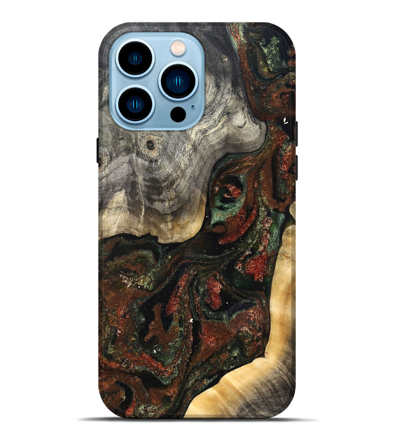 iPhone 14 Pro Max Wood Live Edge Phone Case - Kylan (Green, 826604)