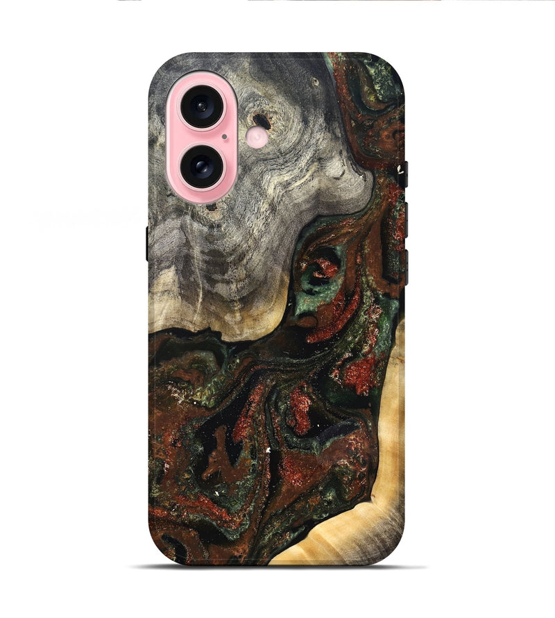 iPhone 16 Wood Live Edge Phone Case - Kylan (Green, 826604)