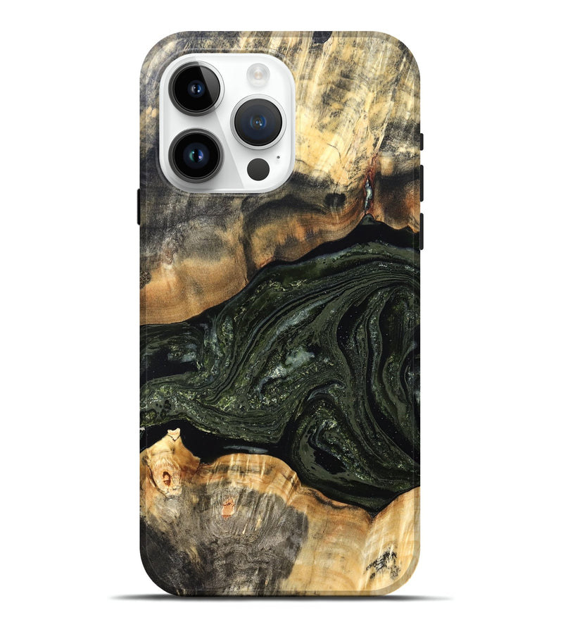 iPhone 15 Pro Max Wood Live Edge Phone Case - Sydni (Green, 826606)