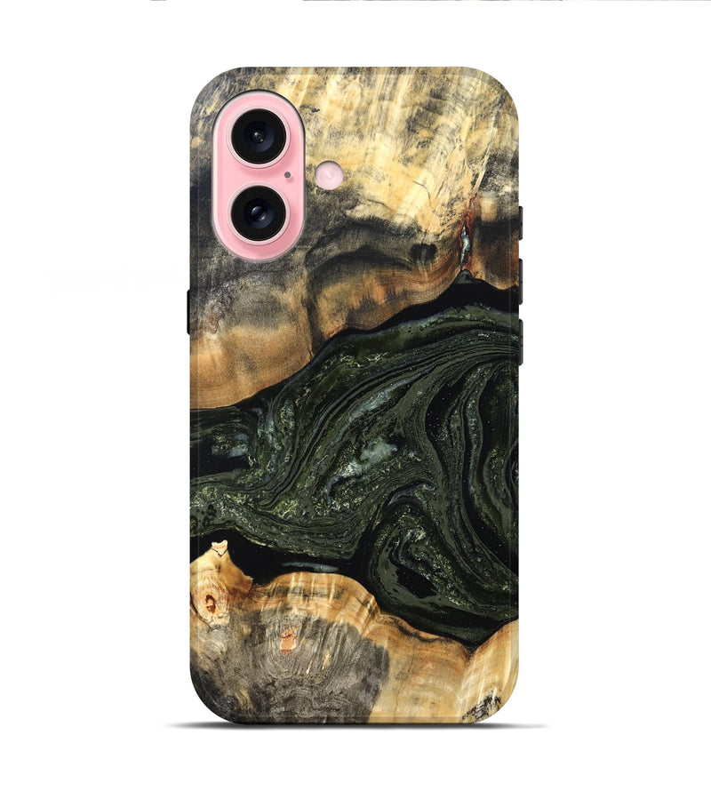 iPhone 16 Wood Live Edge Phone Case - Sydni (Green, 826606)