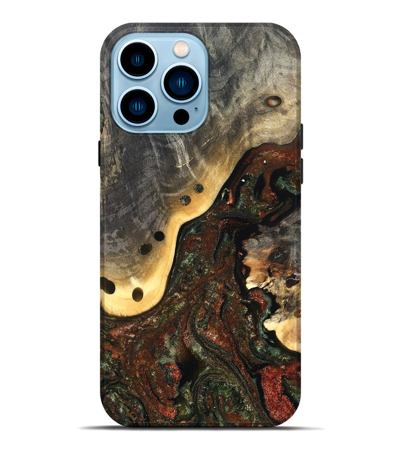 iPhone 14 Pro Max Wood Live Edge Phone Case - Fallon (Green, 826607)