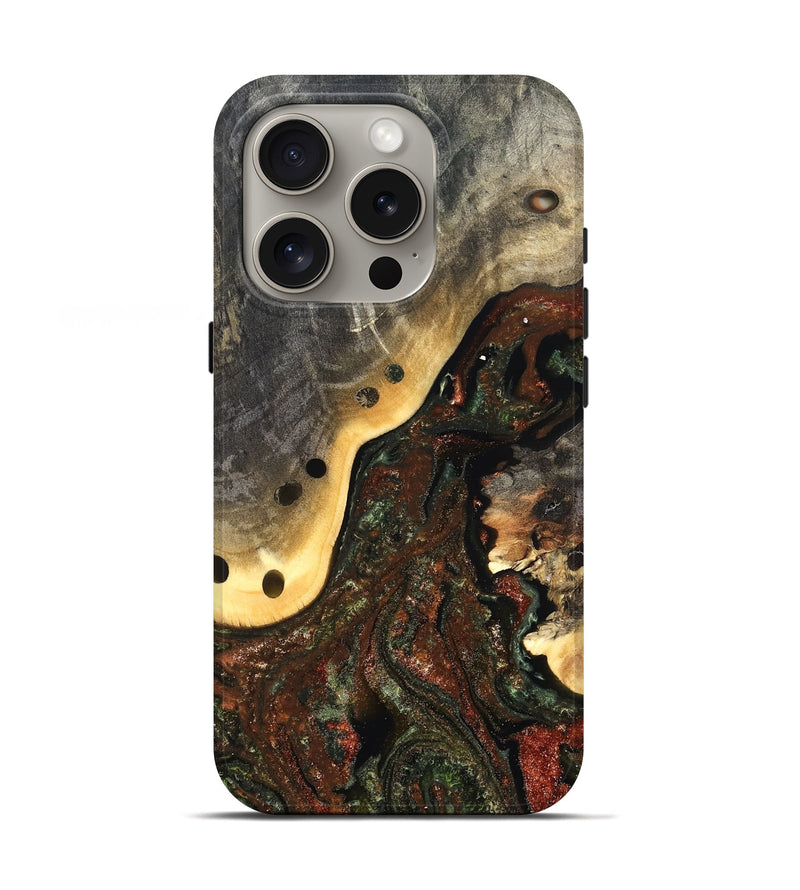 iPhone 16 Pro Wood Live Edge Phone Case - Fallon (Green, 826607)