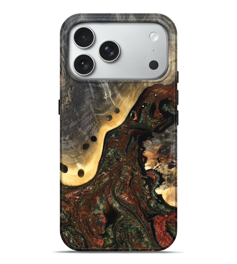 iPhone 18 Pro Max Wood Live Edge Phone Case - Fallon (Green, 826607)