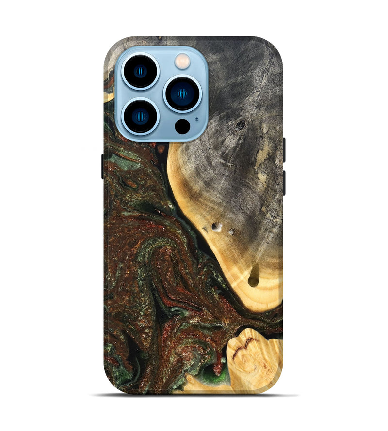 iPhone 14 Pro Wood Live Edge Phone Case - Isabel (Green, 826608)