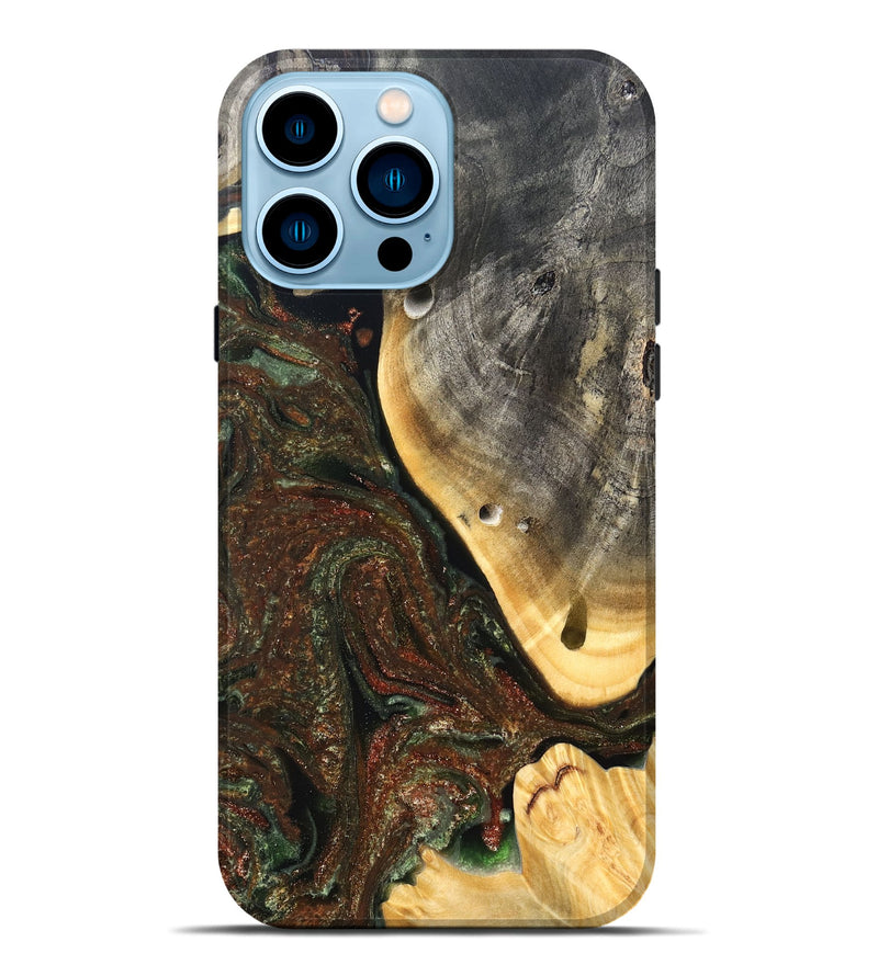iPhone 14 Pro Max Wood Live Edge Phone Case - Isabel (Green, 826608)