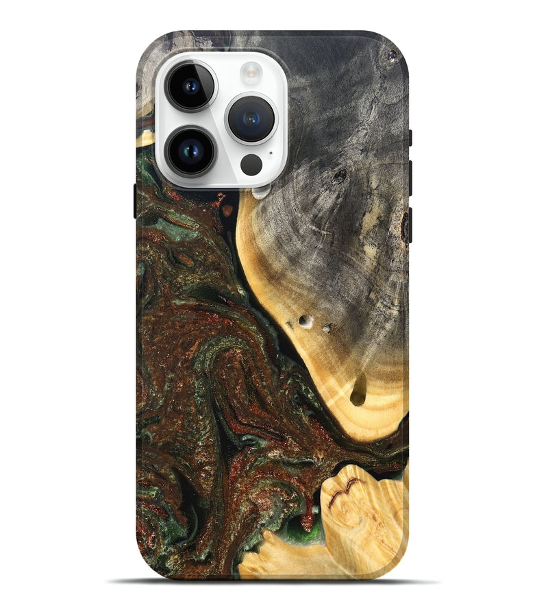 iPhone 15 Pro Max Wood Live Edge Phone Case - Isabel (Green, 826608)